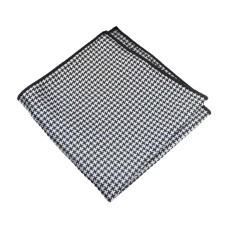 Černo - stříbrný kapesník do saka Houndstooth