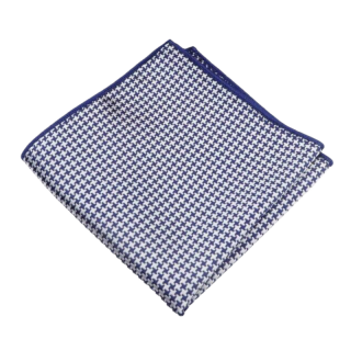 Modro - stříbrný kapesník do saka Houndstooth