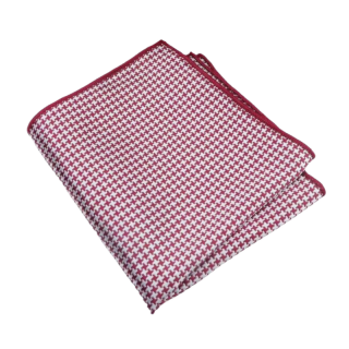 Červeno - stříbrný kapesník do saka Houndstooth