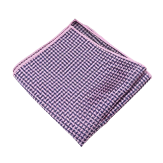 Růžovo - modrý kapesník do saka Houndstooth