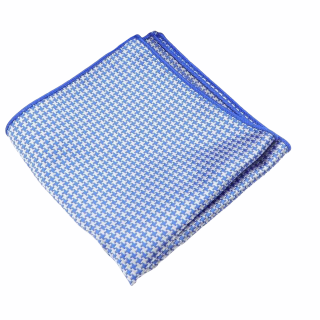 Světle modro - stříbrný kapesník do saka Houndstooth