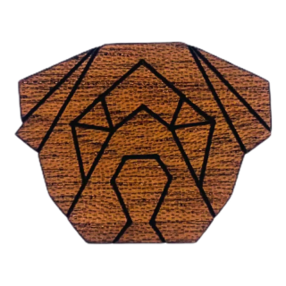 Dřevěná brož Buldok origami 