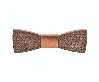 Dřevěný pánský motýlek Floral bronz 
