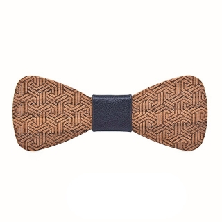 Dřevěný pánský motýlek Geo leather 
