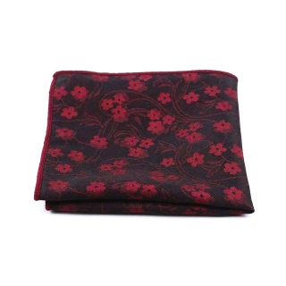 Černo - červený kapesník do saka Flower