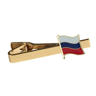 Zlatá spona na kravatu Vlajka Rusko 