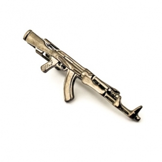 Šedá spona na kravatu Samopal AK-47