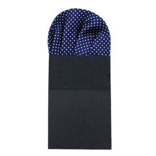 Tmavě modro - stříbrný kapesník do saka Dots
