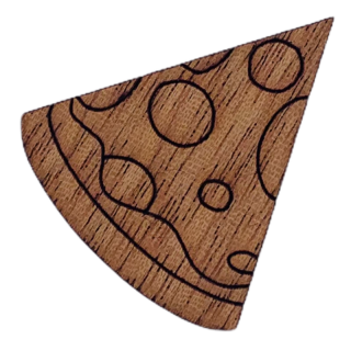 Dřevěná brož Pizza 