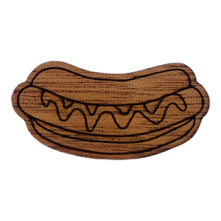 Dřevěná brož Hot dog 