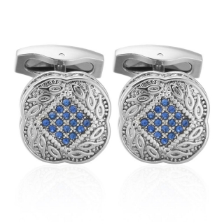 Stříbrné manžetové knoflíčky Ornament blue crystal
