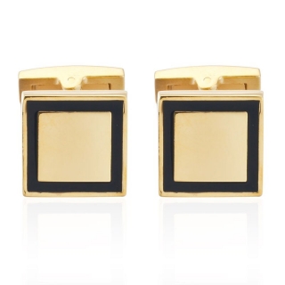 Manžetové knoflíčky Gold square black frame