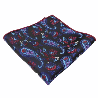 Černo - modrý kapesníček do saka Paisley