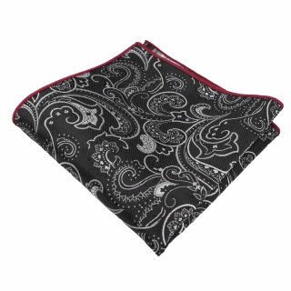 Černo - stříbrný kapesníček do saka Paisley