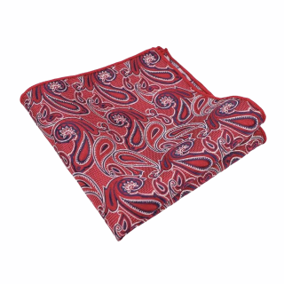 Červeno - modrý kapesníček do saka Paisley