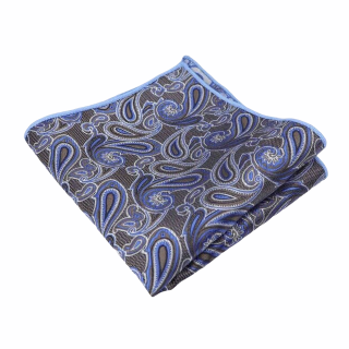 Modro - hnědý kapesníček do saka Paisley