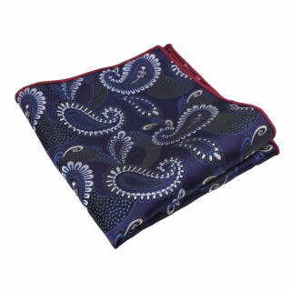 Modro - černý kapesníček do saka Paisley
