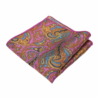 Růžový kapesníček do saka Paisley