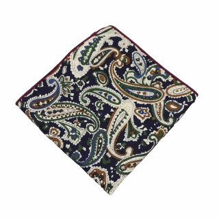 Modro - hnědý kapesníček do saka Vintage Art