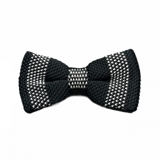 Černo - bílý pánský motýlek Knit Stripe