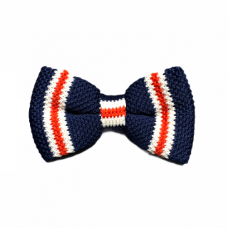 Modro - červeno - bílý pánský motýlek Knit Stripe
