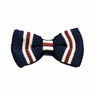 Tmavě modro - rudo - bílý pánský motýlek Knit Stripe