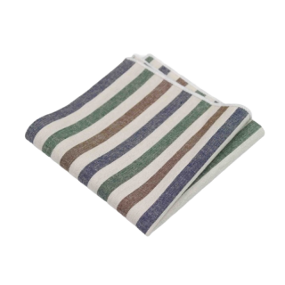 Modro - zeleno - hnědý kapesníček do saka Cotton stripes