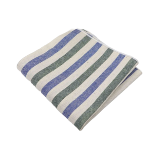 Bílo - zeleno - modrý kapesníček do saka Cotton stripes
