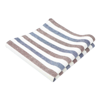 Bílo - hnědo - modrý kapesníček do saka Cotton stripes