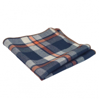 Tmavě modro - oranžový kapesníček do saka Cotton square 