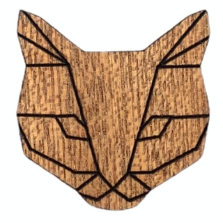 Dřevěná brož Kočka origami 