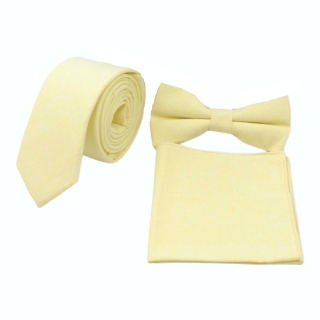 Žlutý set kravata, motýlek a kapesník Cotton color