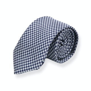 Modro - stříbrná kravata Houndstooth