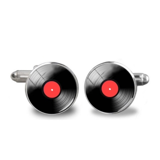 Manžetové knoflíčky červená Vinylová deska