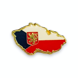 Zlatá brož Mapa Česká republika se lvem
