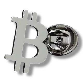 Stříbrná brož Bitcoin symbol 